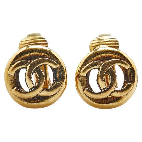 Chanel Coco Mark Gold Gold Plated earring - Picture 1 of 6